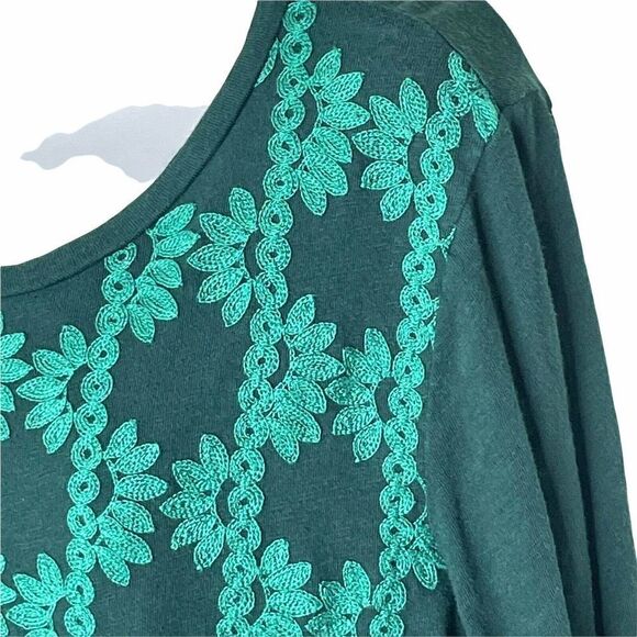 J. Crew Factory Green Embroidered Pullover Sweater L 100% Cotton - Picture 5 of 8